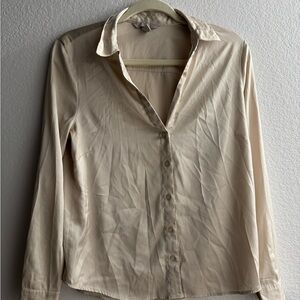 H&M Cream Button-Up Blouse